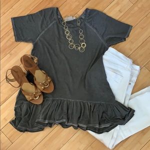 NWOT Dantelle Oil Dye Dropped Waist Peplum Shirt